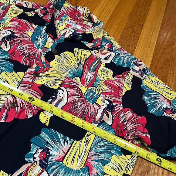 Sun Surf 100% Rayon Hula Girl Print Aloha Hawaiian Shirt Japan Made Medium - Picture 5 of 8